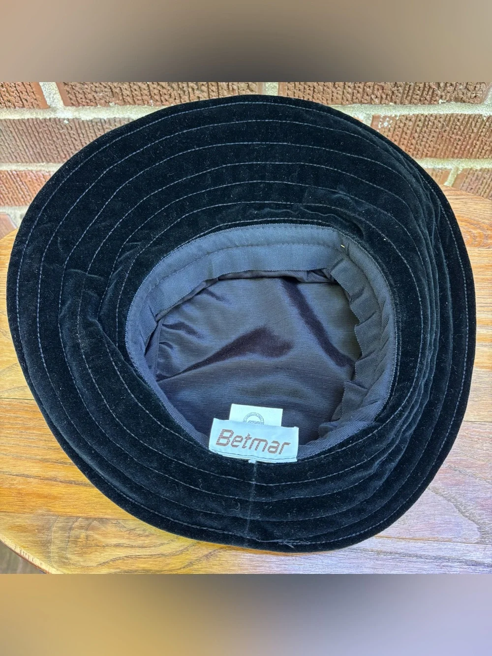 Betmar Black Vintage Velvet Cloche Ruched Bucket Style Feather Pom-Pom Hat